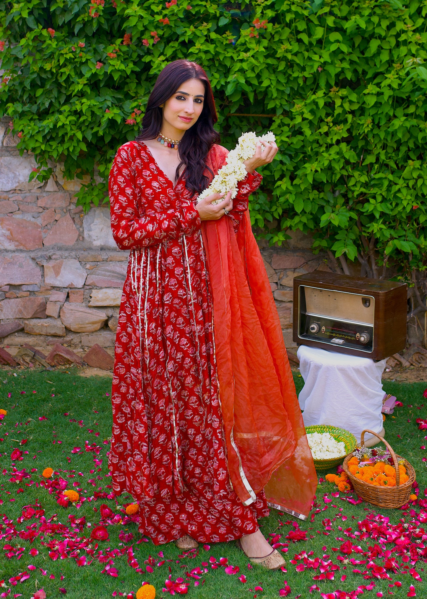 Roohi Chanderi Angrakha Anarkali Set