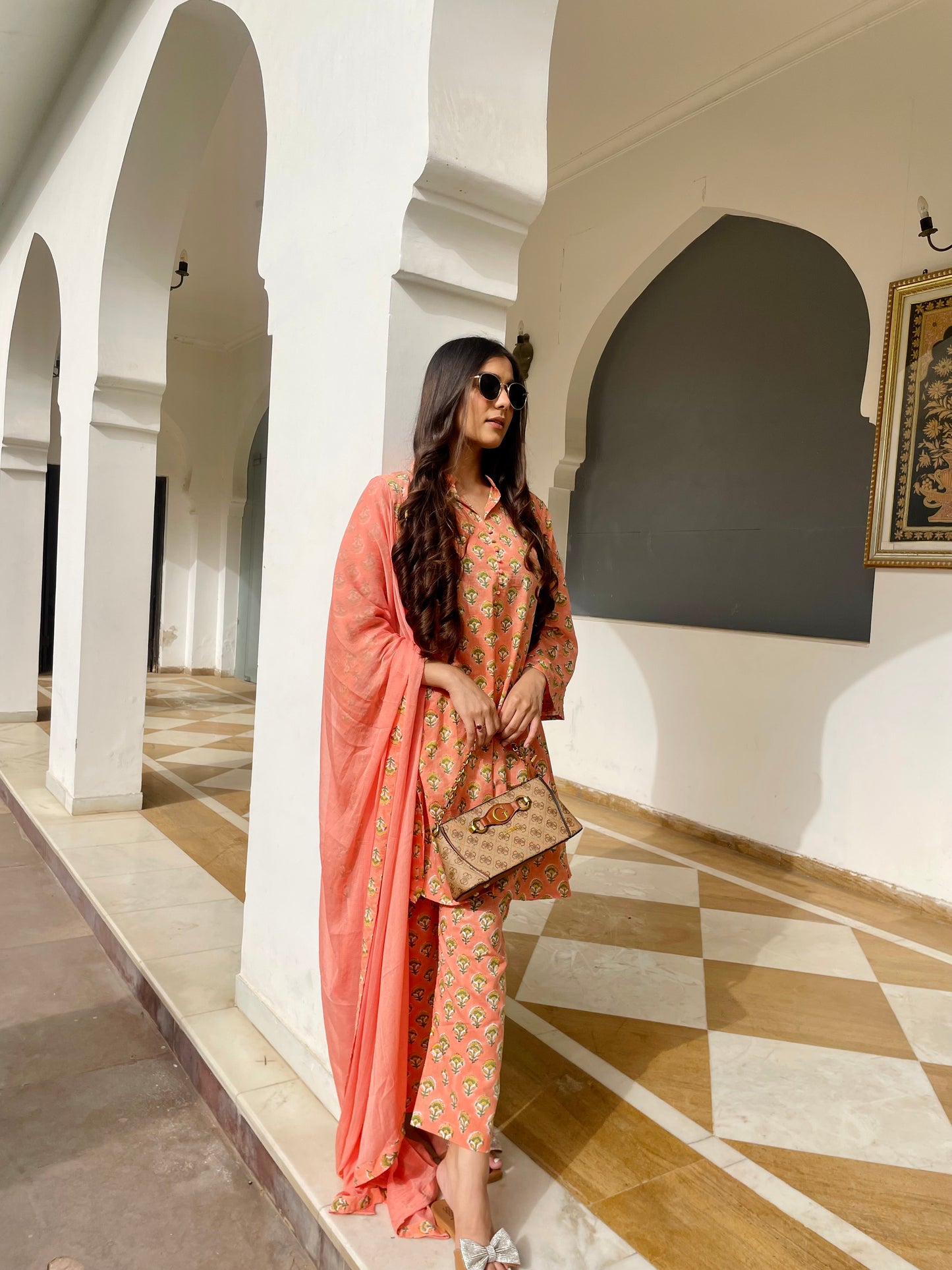 Orange street style cordset