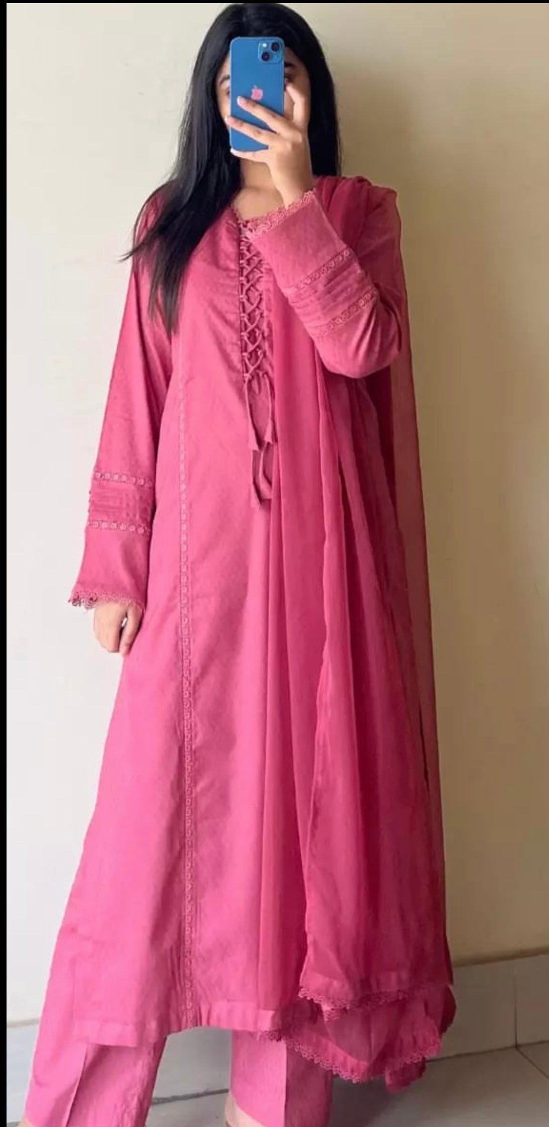 Pink criss cross suit set