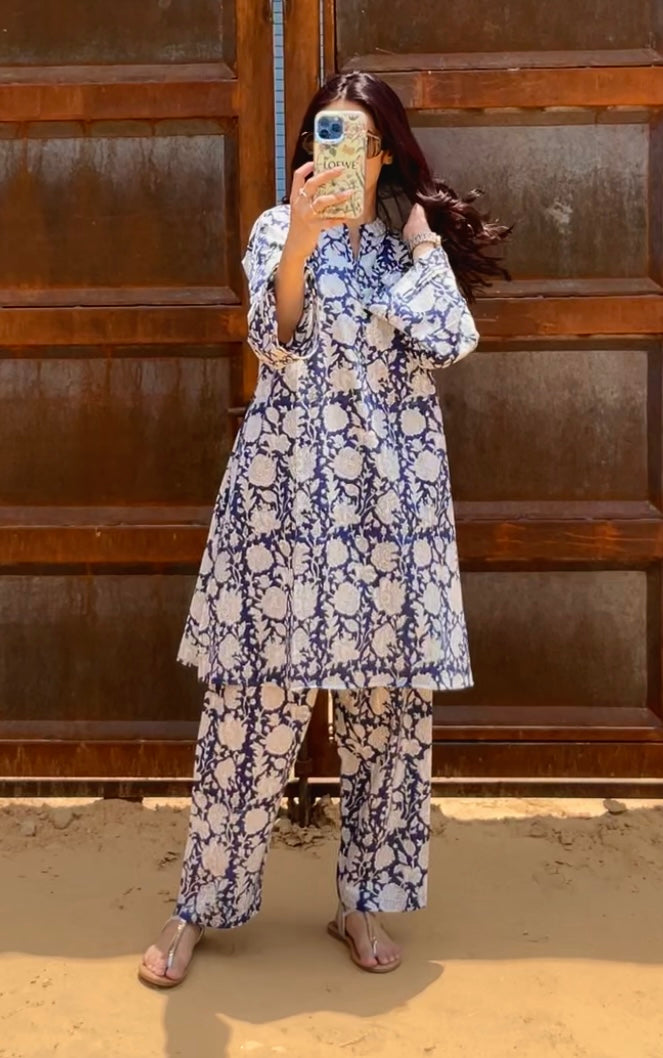 Indigo Blossom Cord Set