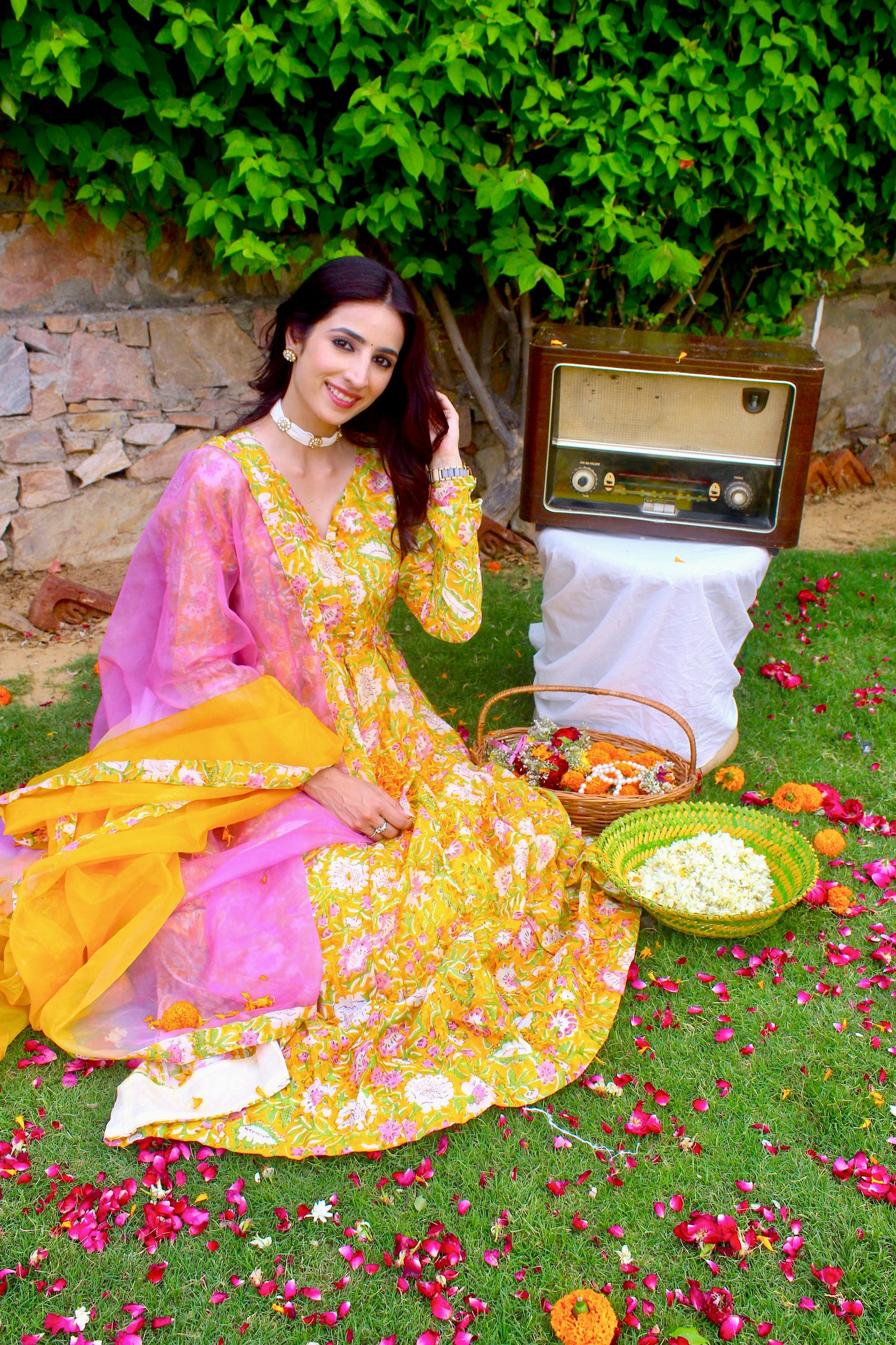 Sunshine Bloom Angrakha Anarkali Set