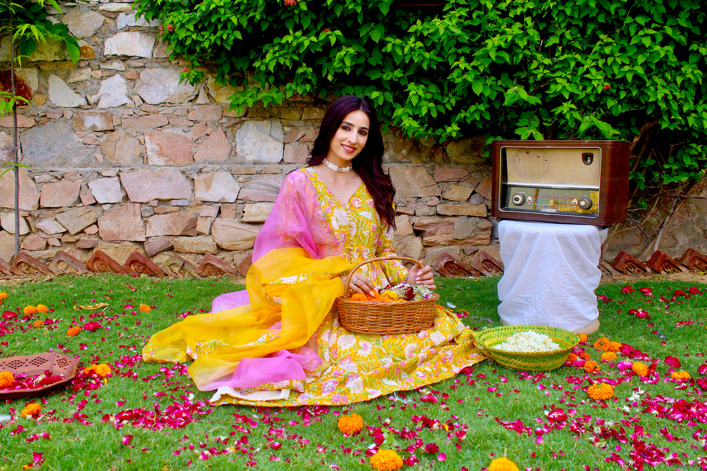 Sunshine Bloom Angrakha Anarkali Set