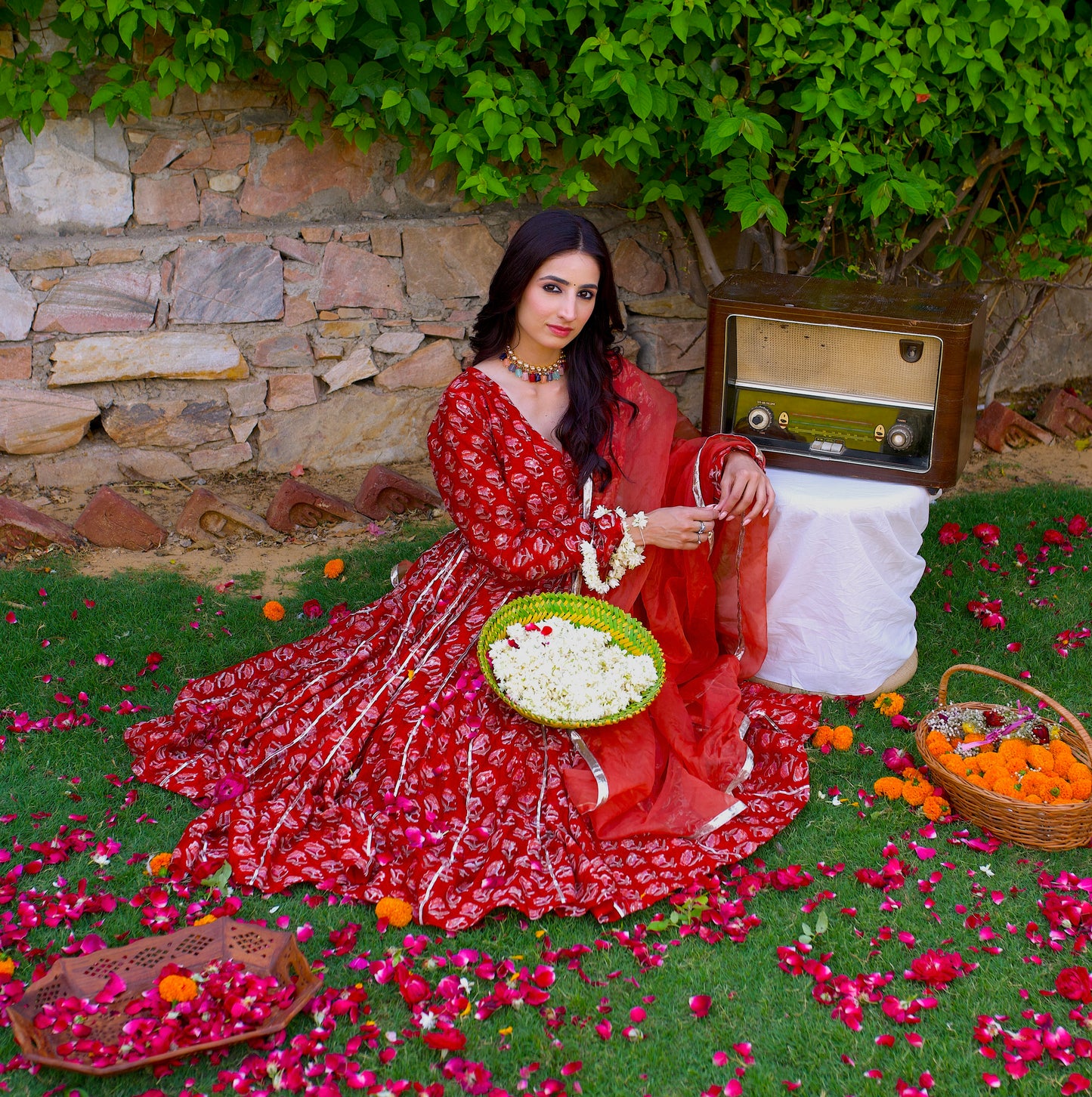 Roohi Chanderi Angrakha Anarkali Set