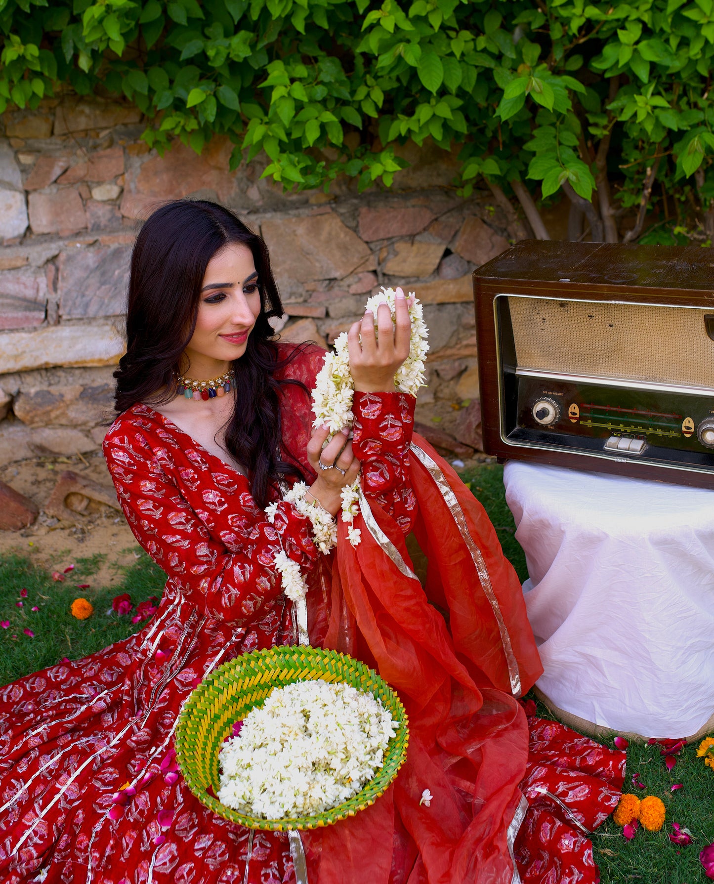 Roohi Chanderi Angrakha Anarkali Set