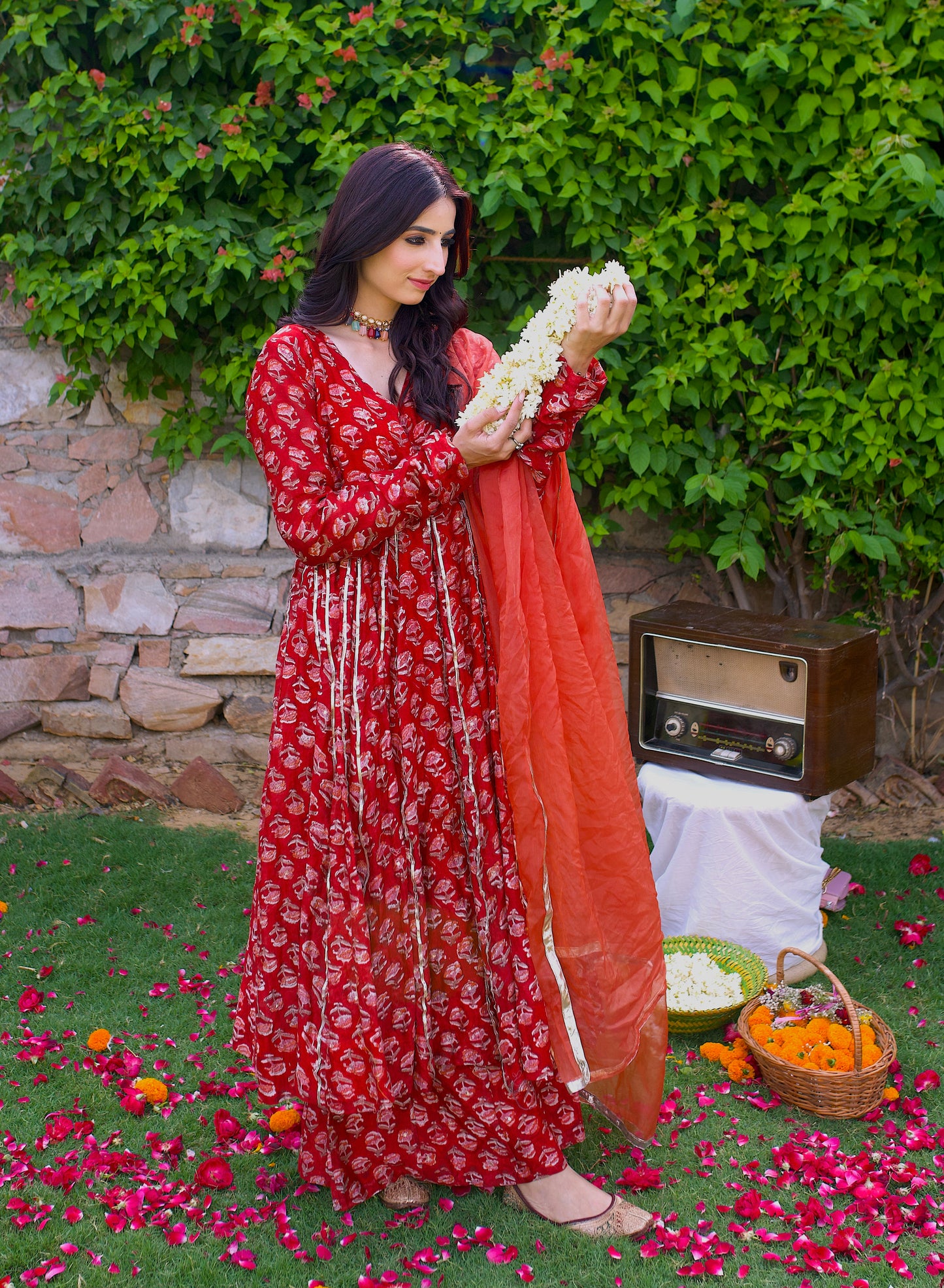 Roohi Chanderi Angrakha Anarkali Set