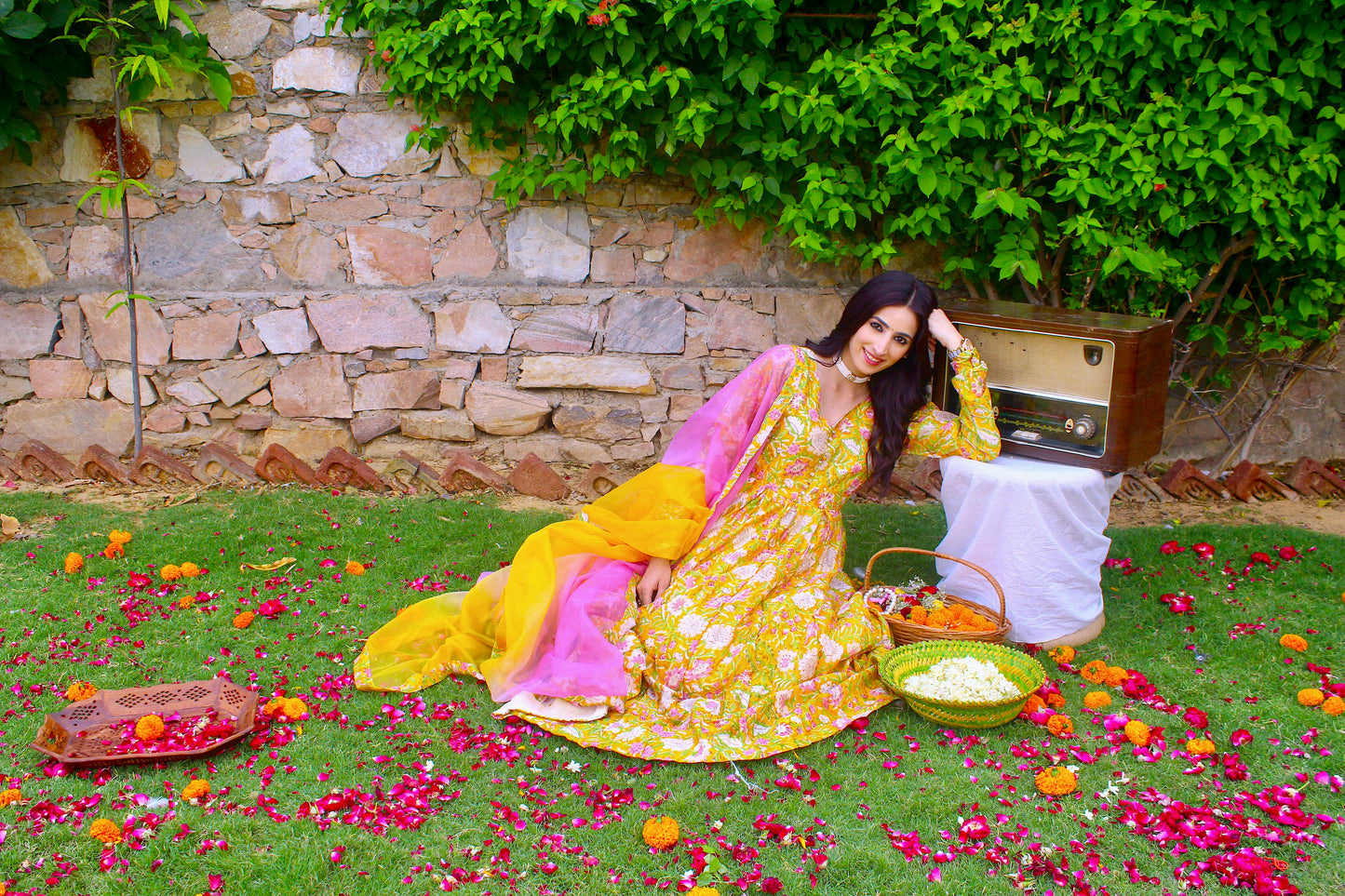 Sunshine Bloom Angrakha Anarkali Set
