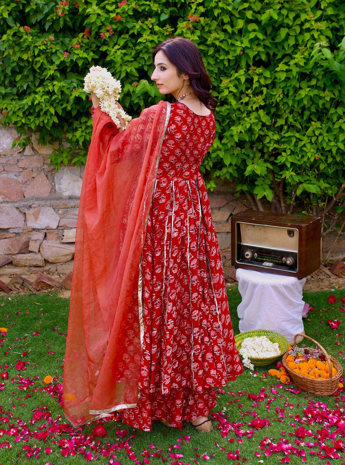 Roohi Chanderi Angrakha Anarkali Set