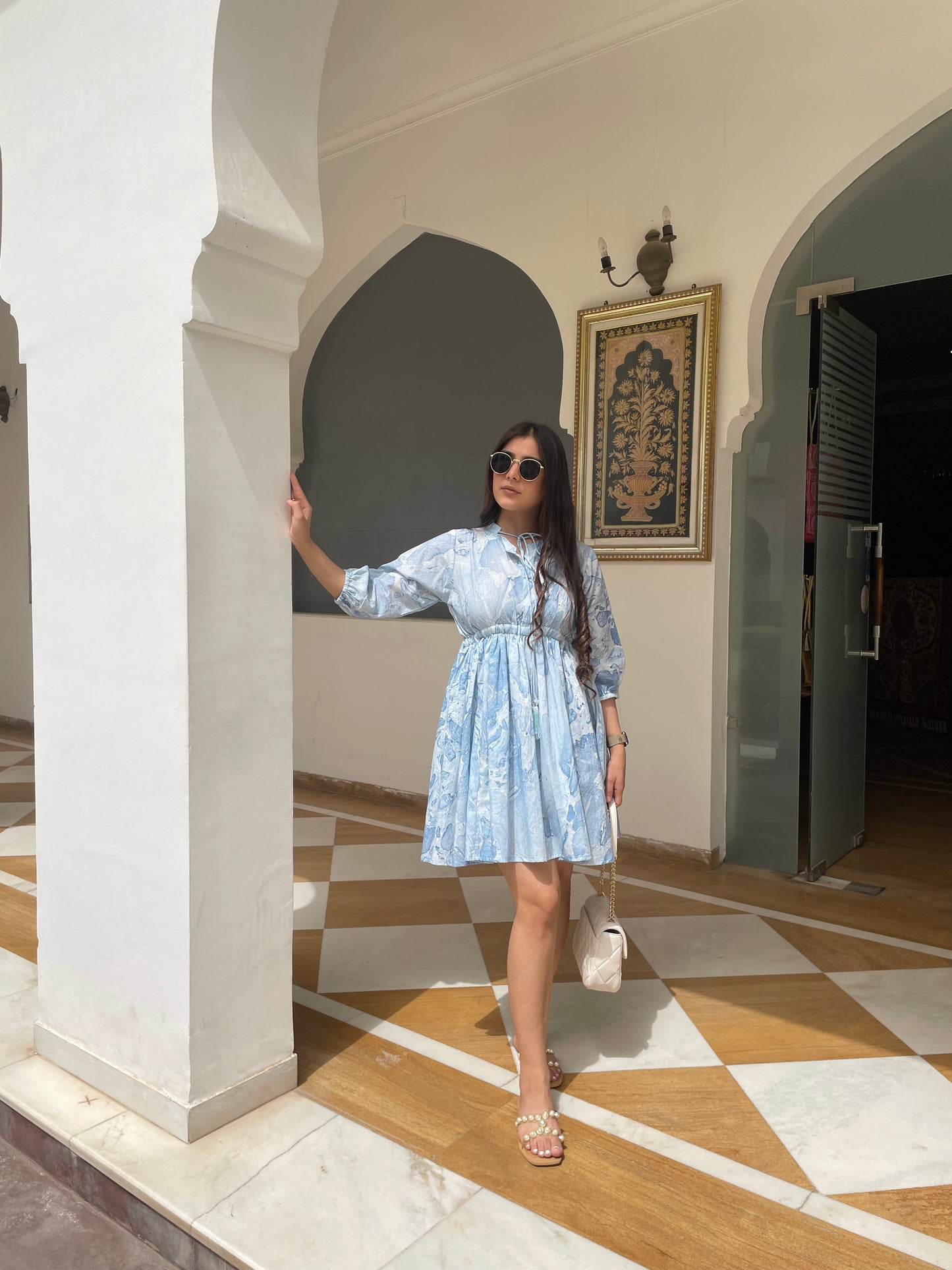 Marble print vacay dress