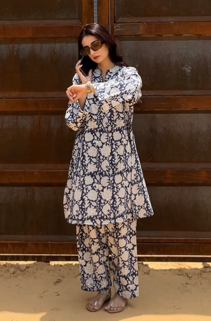 Indigo Blossom Cord Set