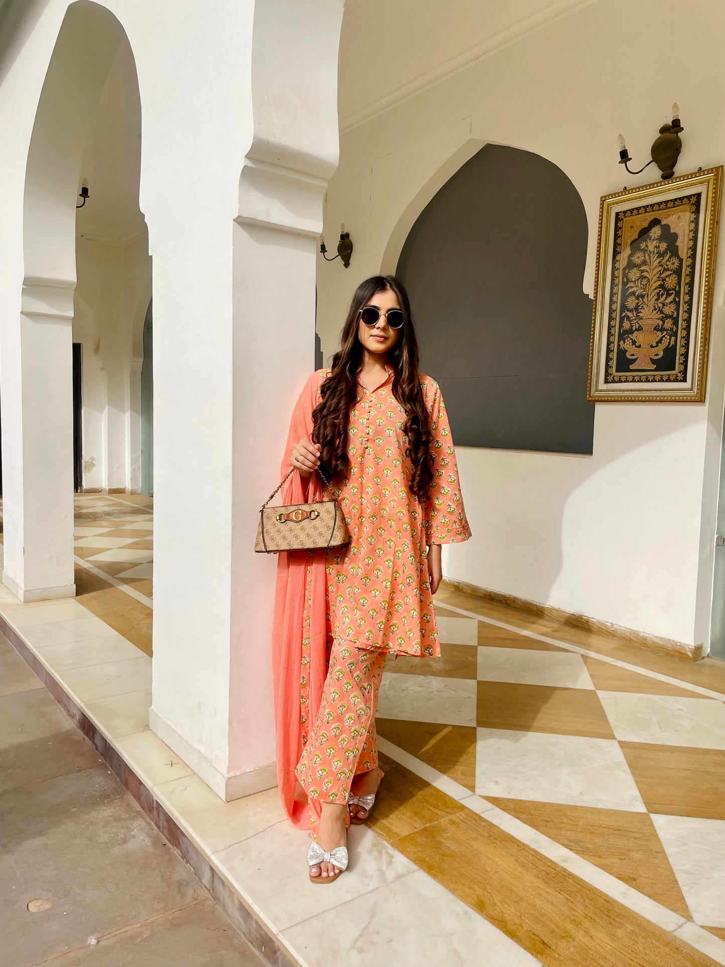 Orange street style cordset
