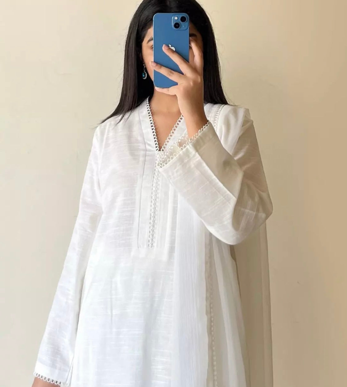 White cambric suit set