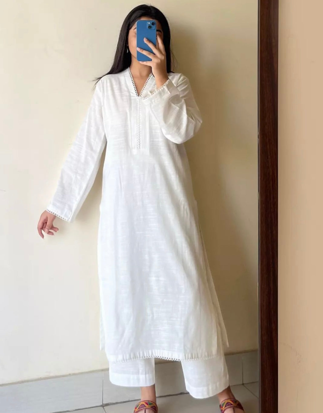 White cambric suit set