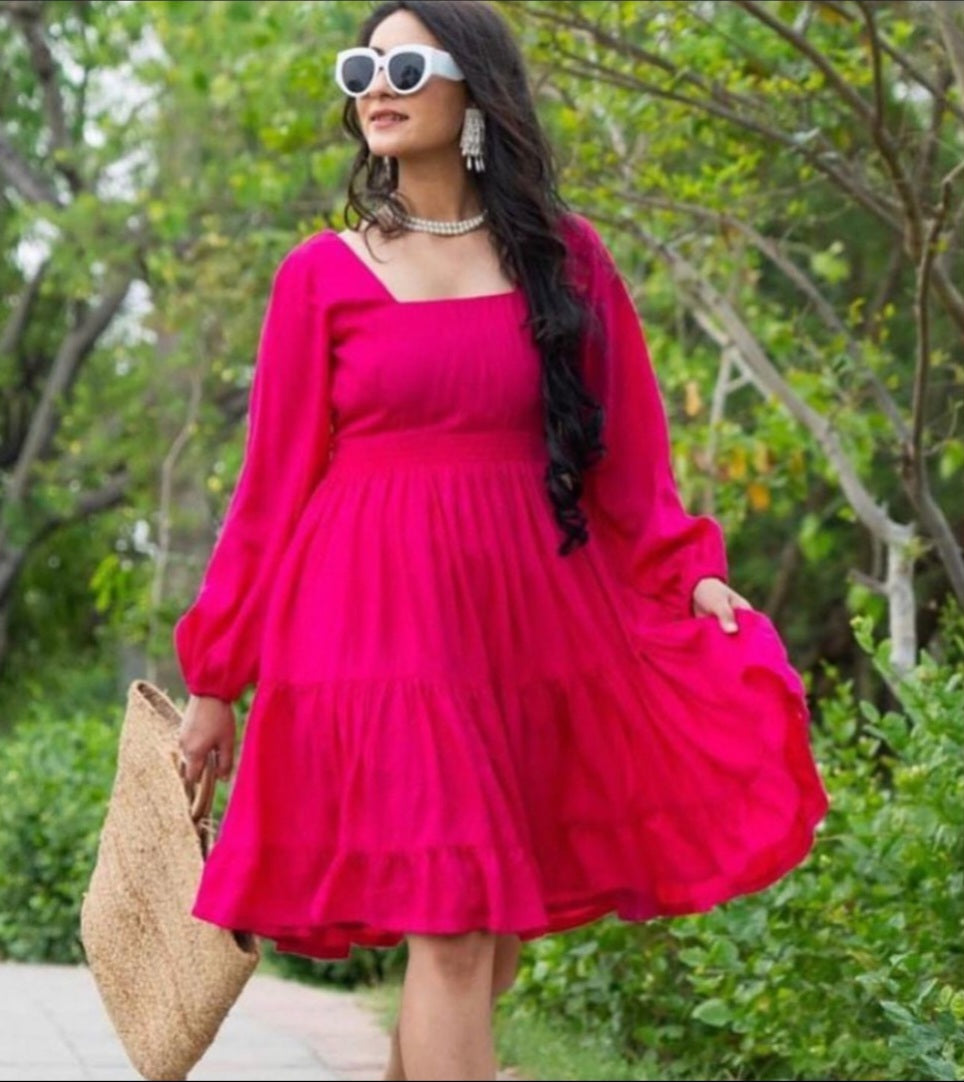 Hot Pink Midi Dress