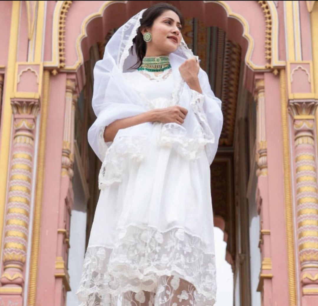 Gulmohar white Lace Suit