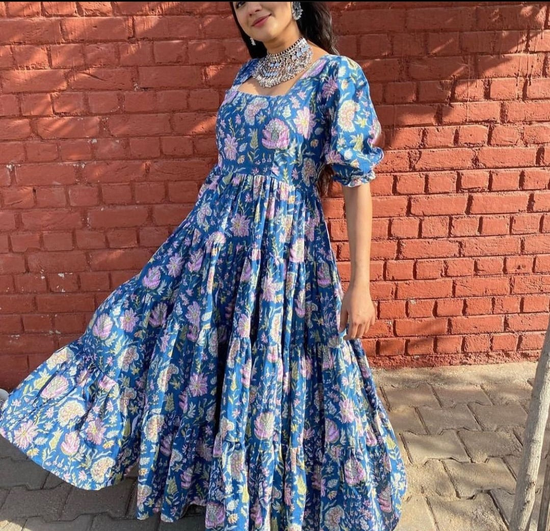 Blue tier maxi dress