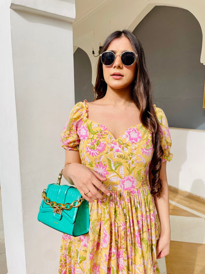 Yellow frill dress