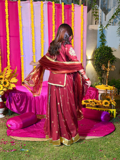 Baisaa maroon lehenga set
