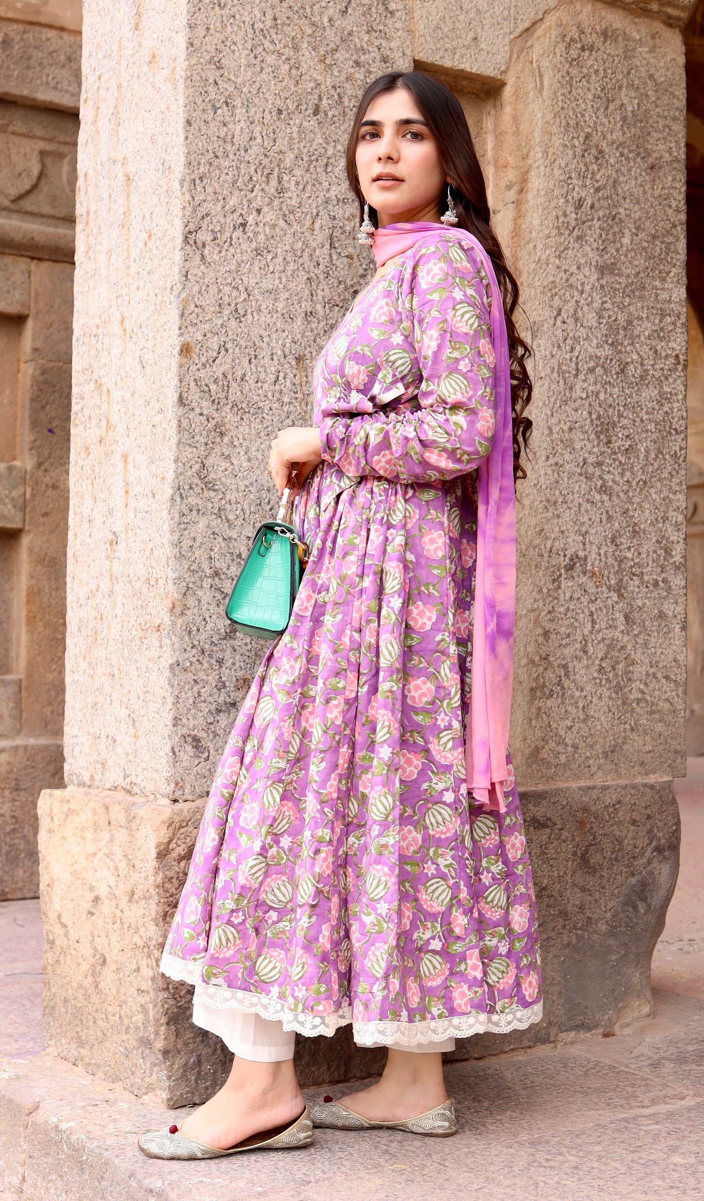 Lavender Anarkali set