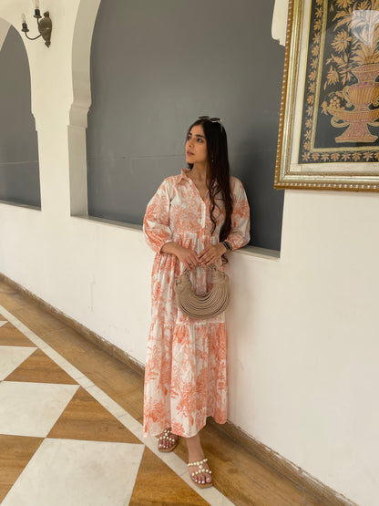 Orange jungle print dress