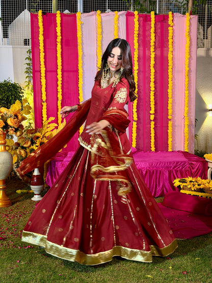 Baisaa maroon lehenga set