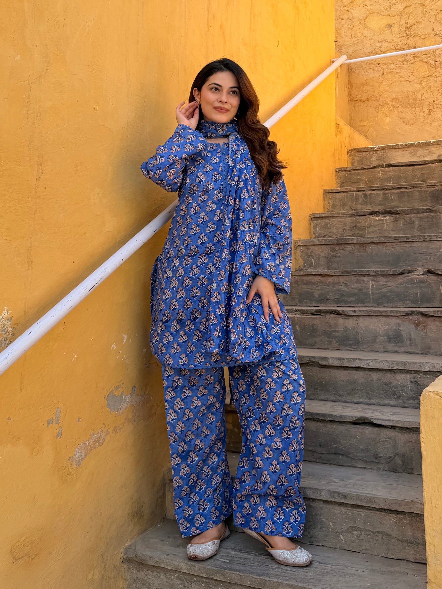 Royal blue Farshi set