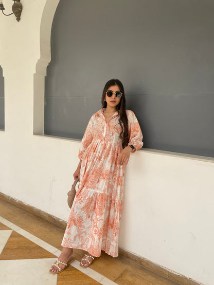 Orange jungle print dress
