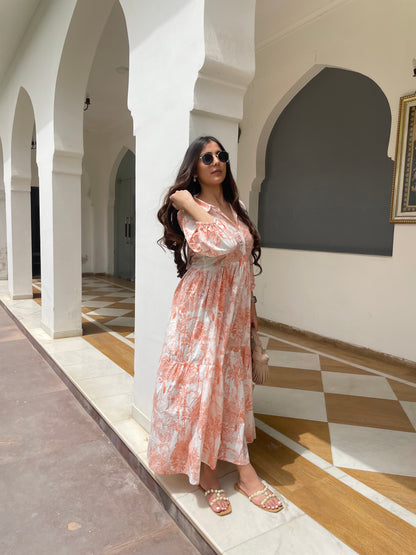 Orange jungle print dress