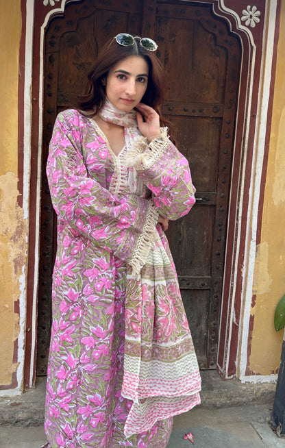 qaynat pink long suit set