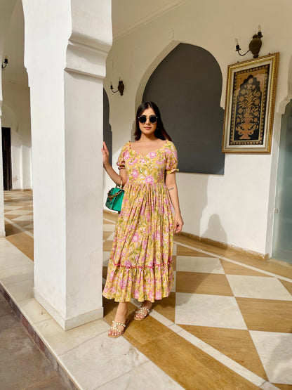Yellow frill dress