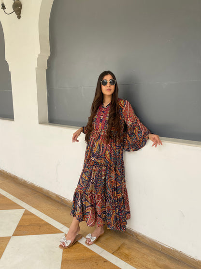 Paisley crepe dress