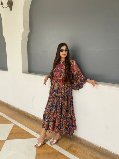 Paisley crepe dress