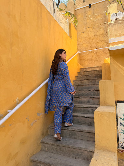 Royal blue Farshi set