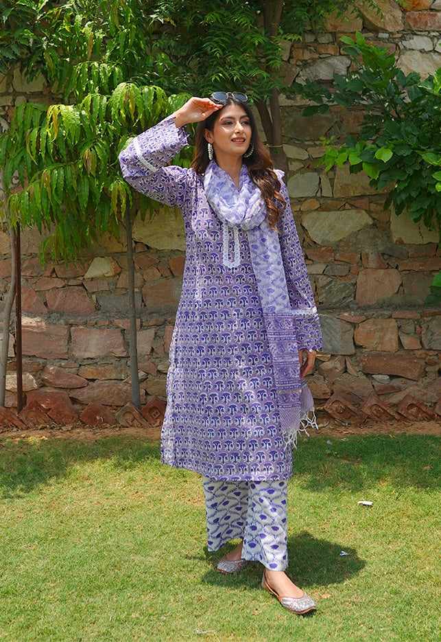 Purple Doriya suit set