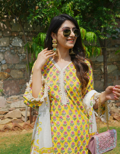 Qaynat Yellow suit set