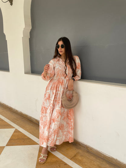 Orange jungle print dress
