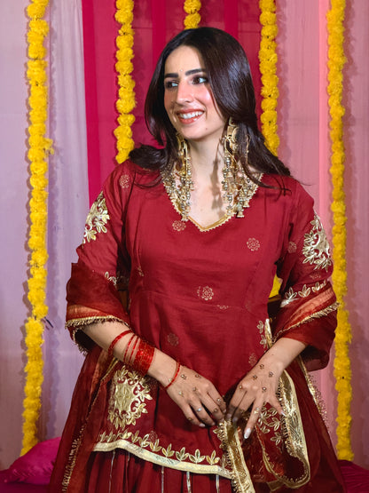 Baisaa maroon lehenga set