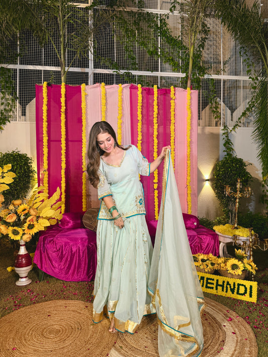 Baisa green lehenga set