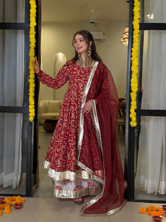 Anaya red anarkali set
