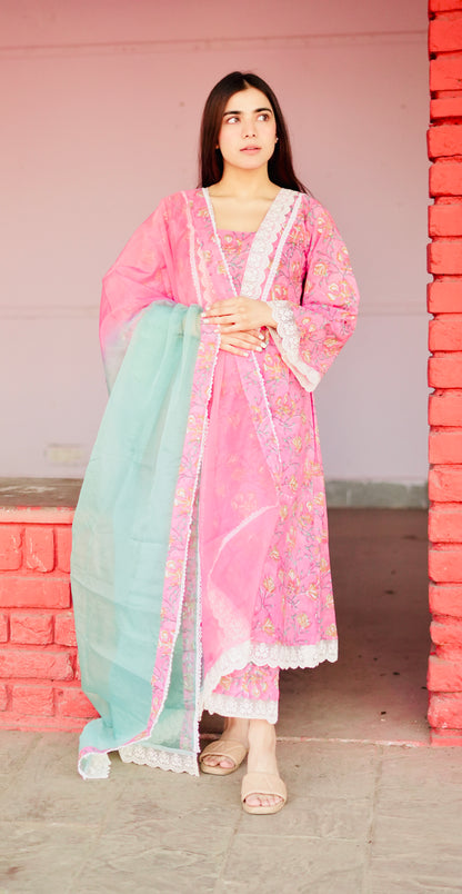 Pink turquoise suit set