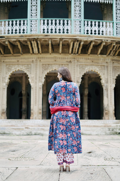 Rang Red Blue Anarkali set