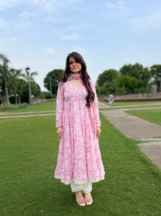 Blush pink Anarkali set