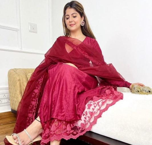 Gulmohar Maroon Anarkali